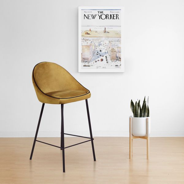 Chaise de bar velours ocre