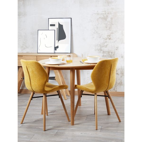 Chaise tissu soft touch moutarde