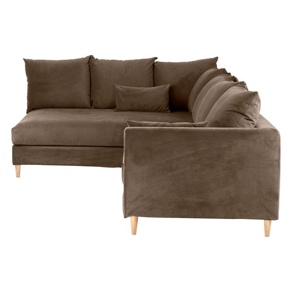 Canapé d'angle velours taupe - Angle gauche