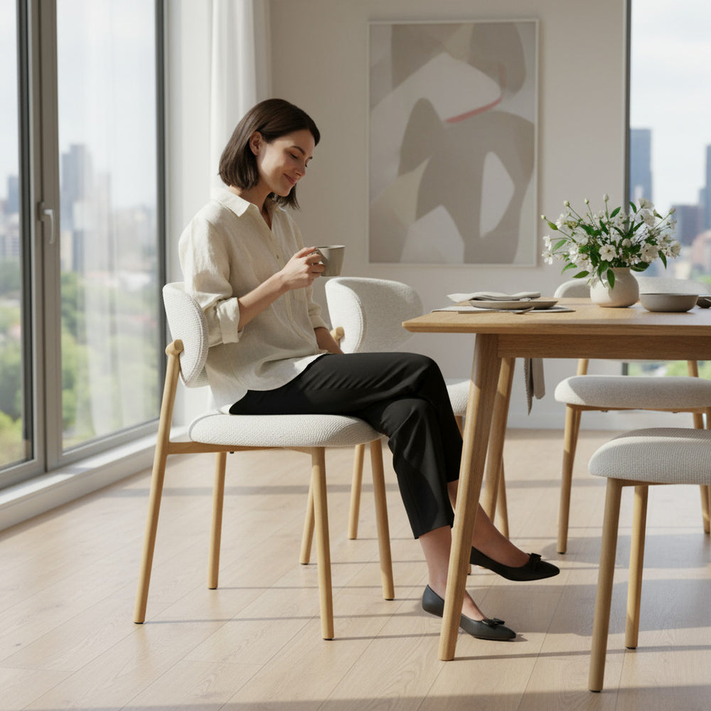 Chaise repas tissu écru