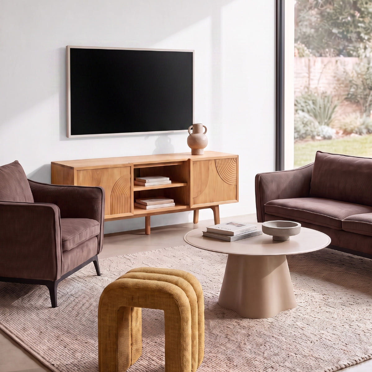 Meuble télé 140cm chêne naturel