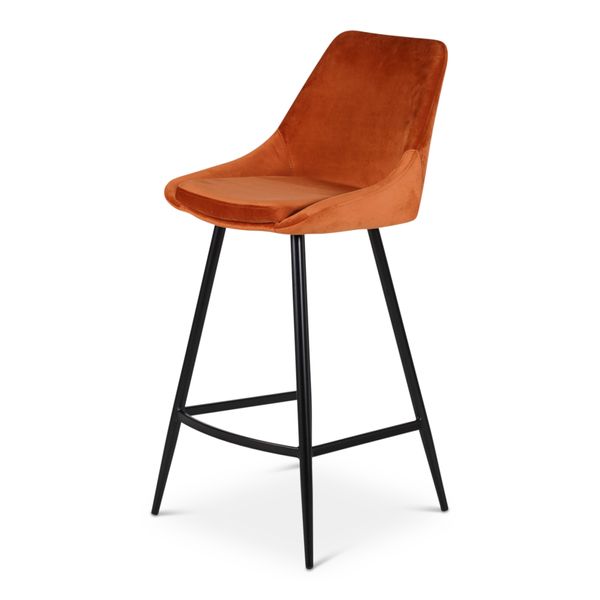 Chaise snack en velours cognac