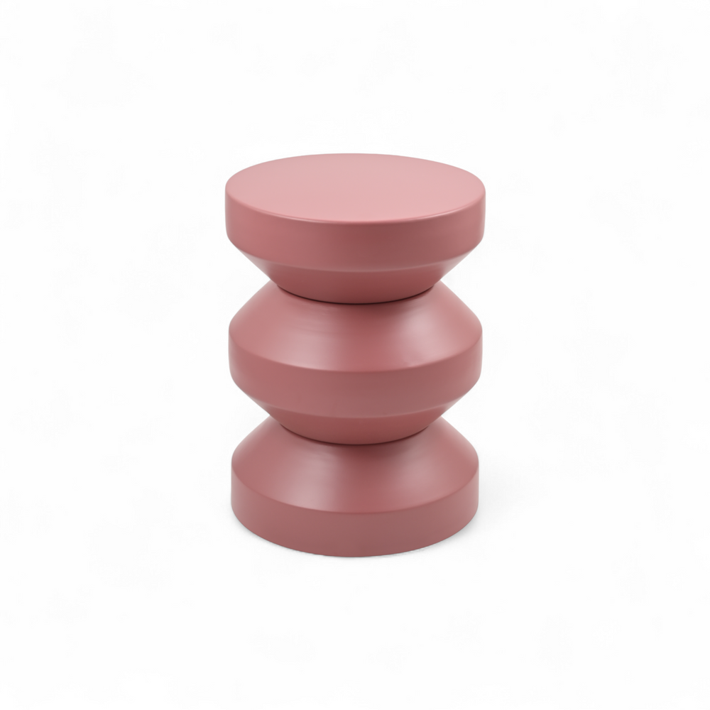 Bout de canapé rond en métal framboise