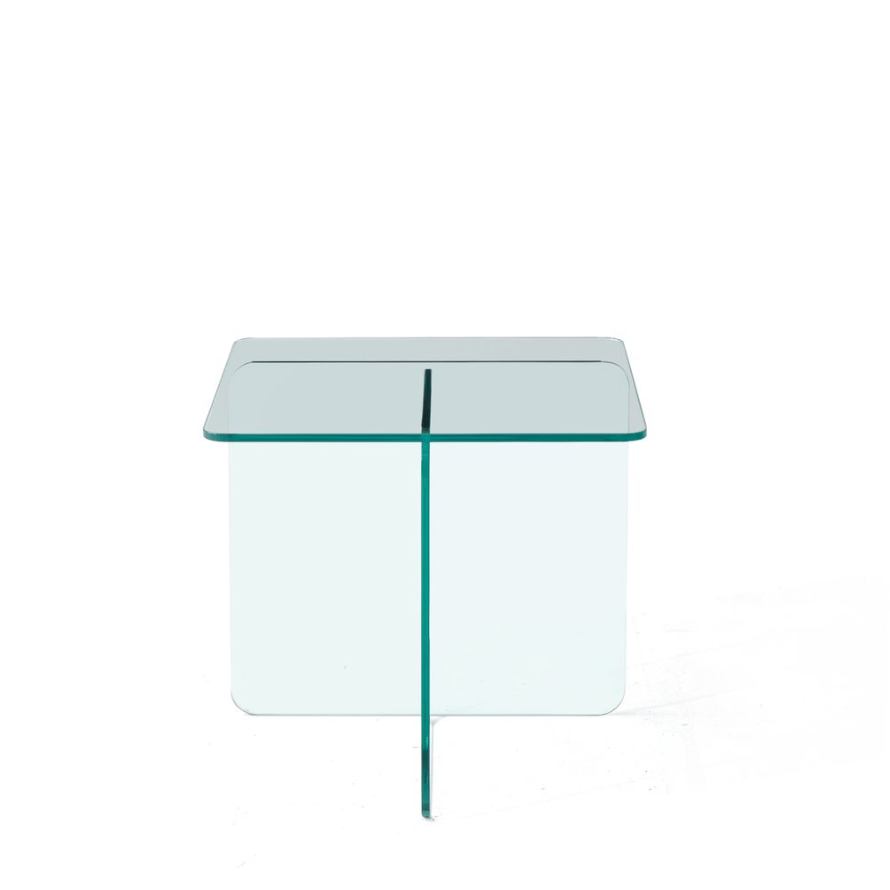 Bout de canapé en verre trempé transparent