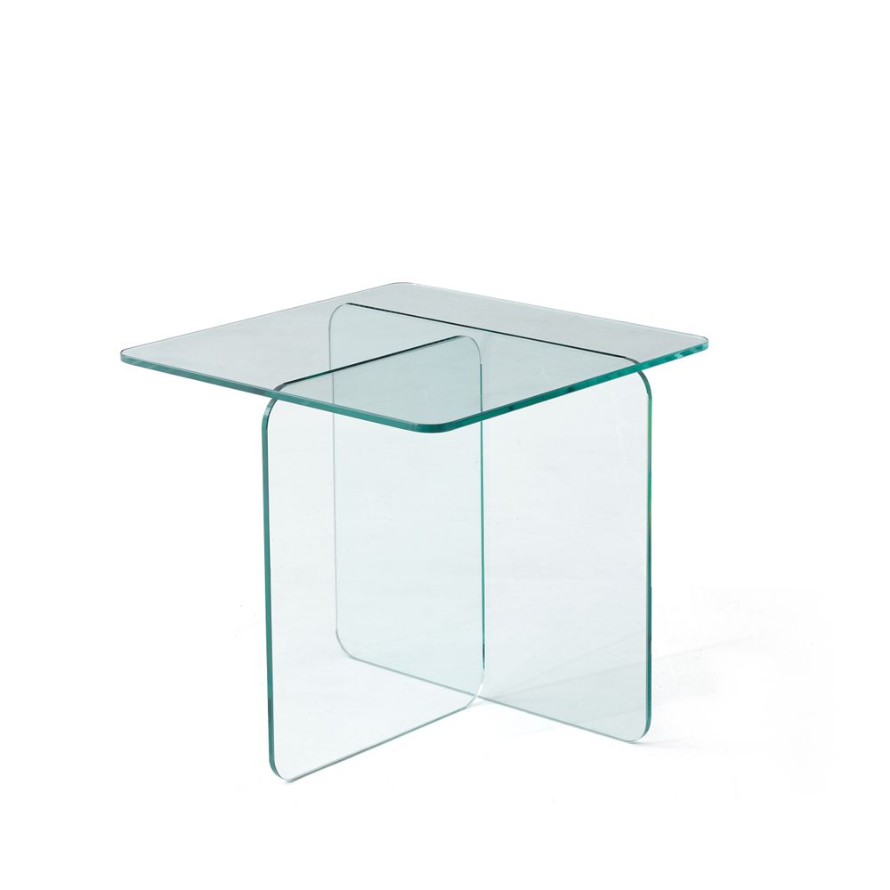 Bout de canapé en verre trempé transparent