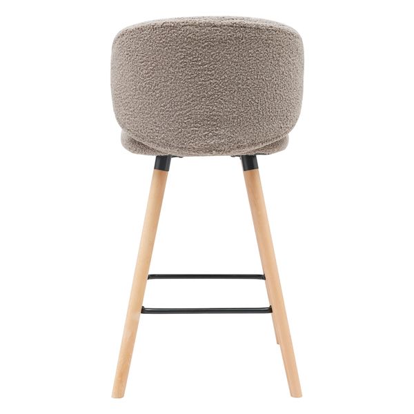 Chaise de bar tissu effet laine bouclette taupe