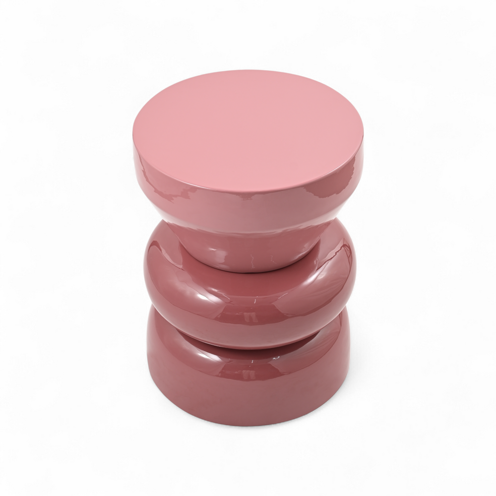 Bout de canapé rond émail bi-color framboise