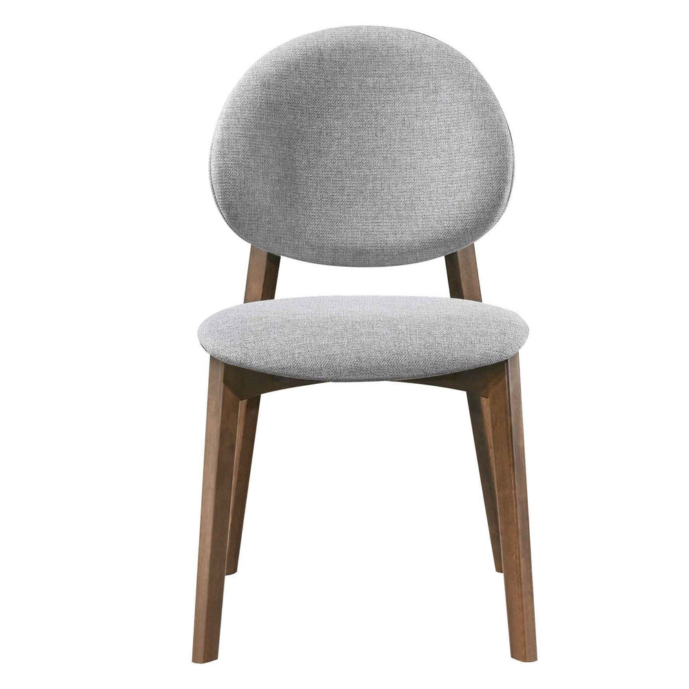 Chaise repas tissu gris clair pied noyer
