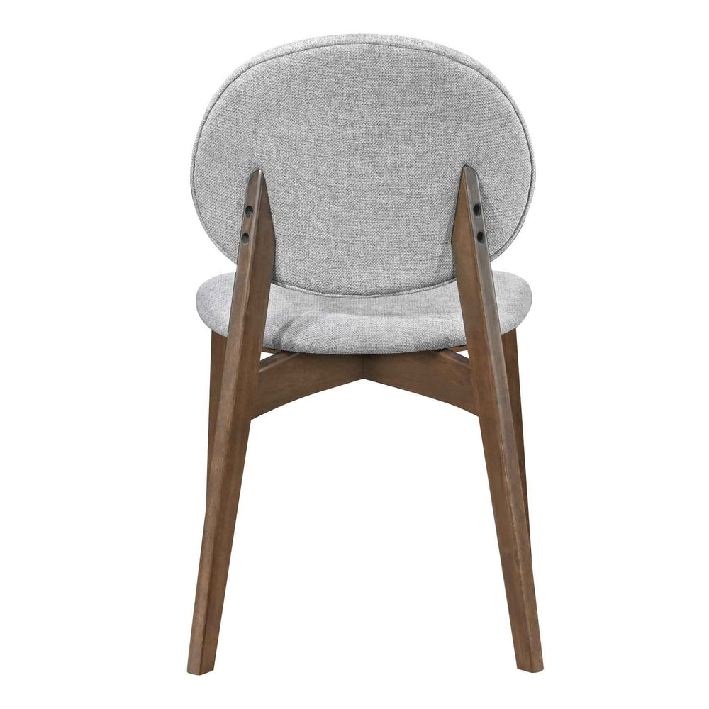 Chaise repas tissu gris clair pied noyer