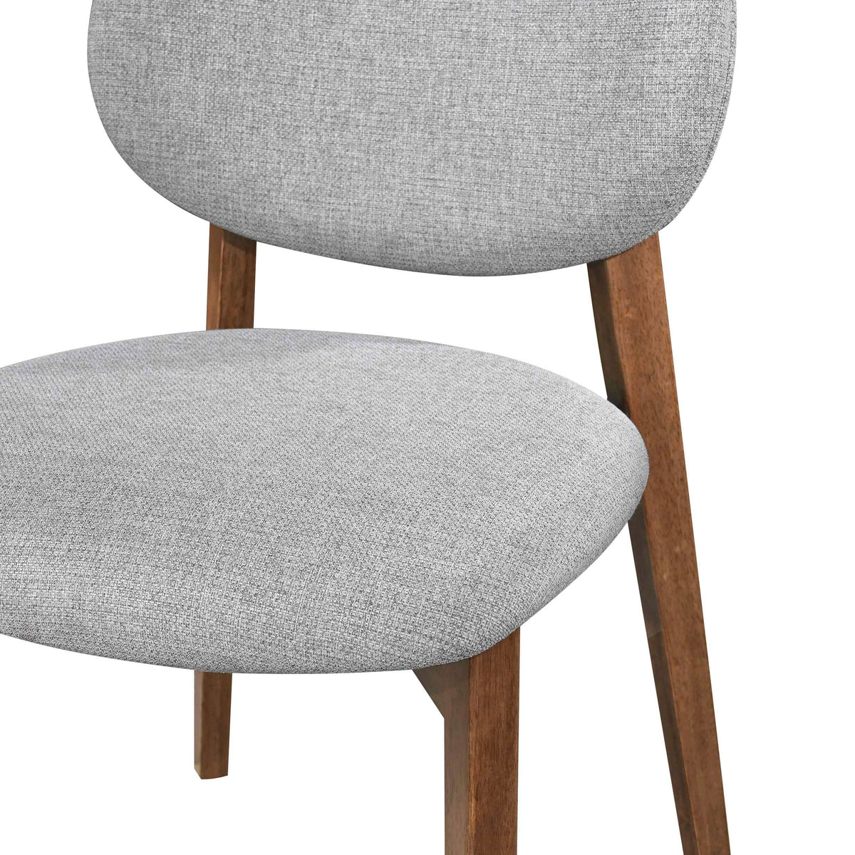 Chaise repas tissu gris clair pied noyer