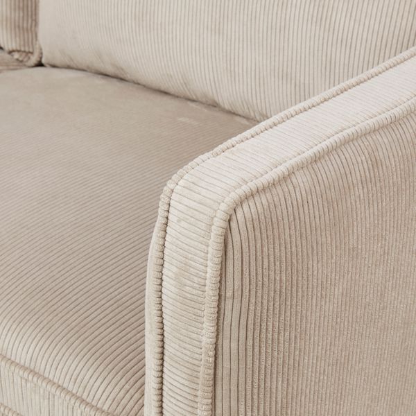 Fauteuil velours côtelé beige