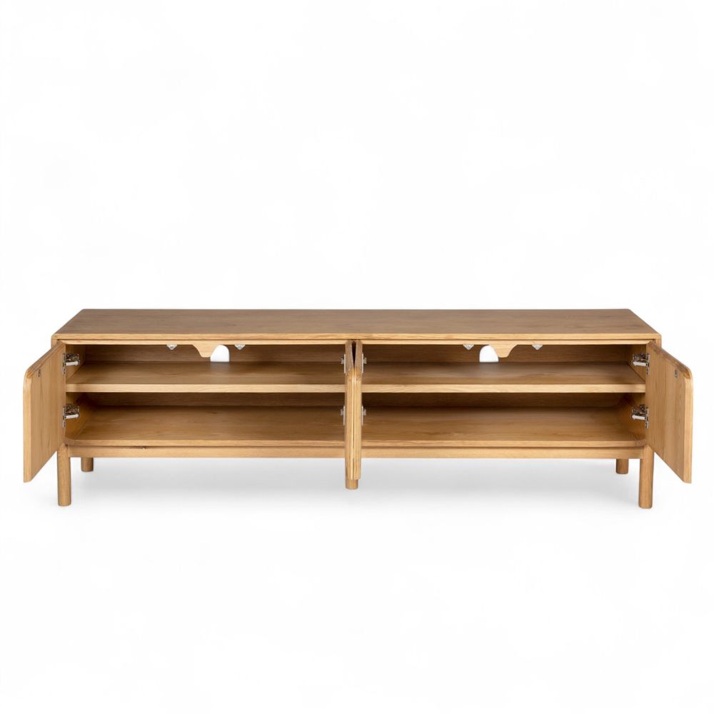 Meuble télé 180 cm 4 portes en chêne naturel