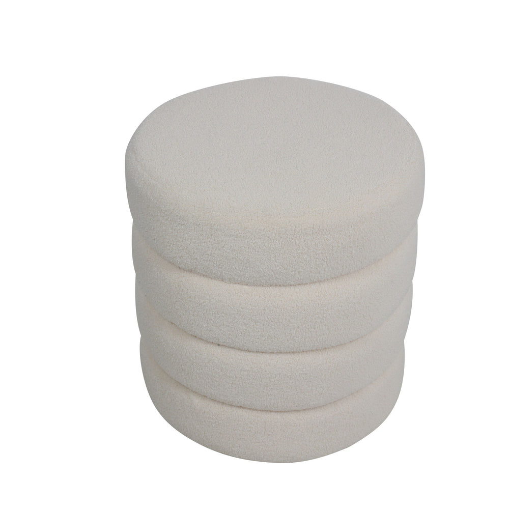 Pouf tissu effet laine bouclette beige