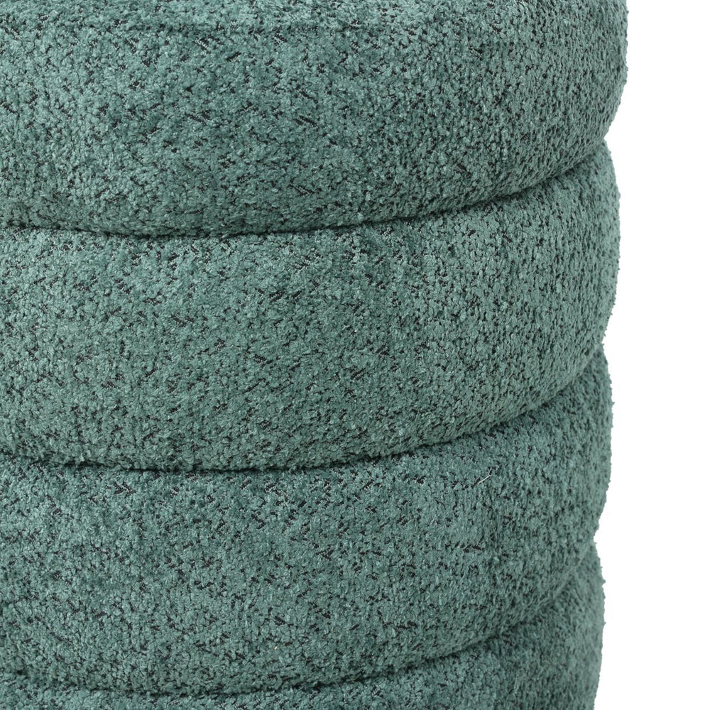 Pouf tissu effet fourrure rase vert émeraude