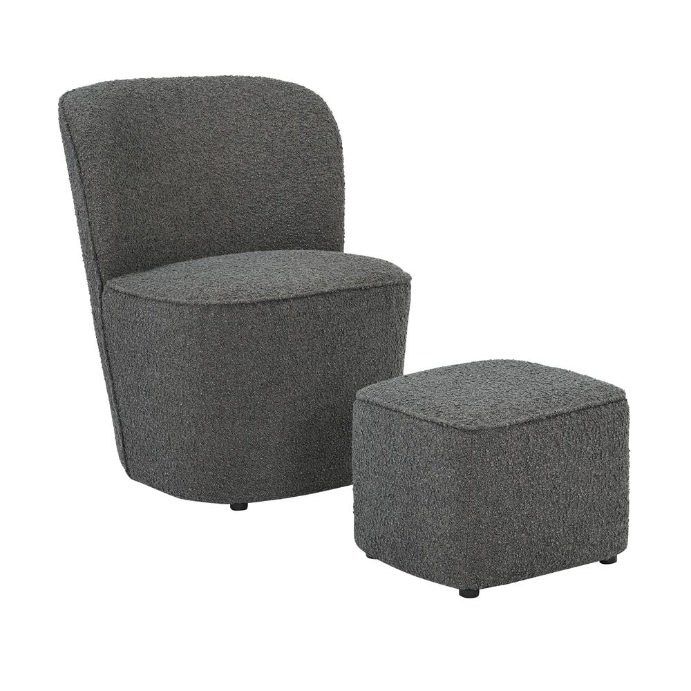 Fauteuil en bouclette gris foncé