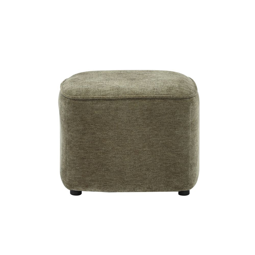 Pouf en tissu soft touch kaki Jona