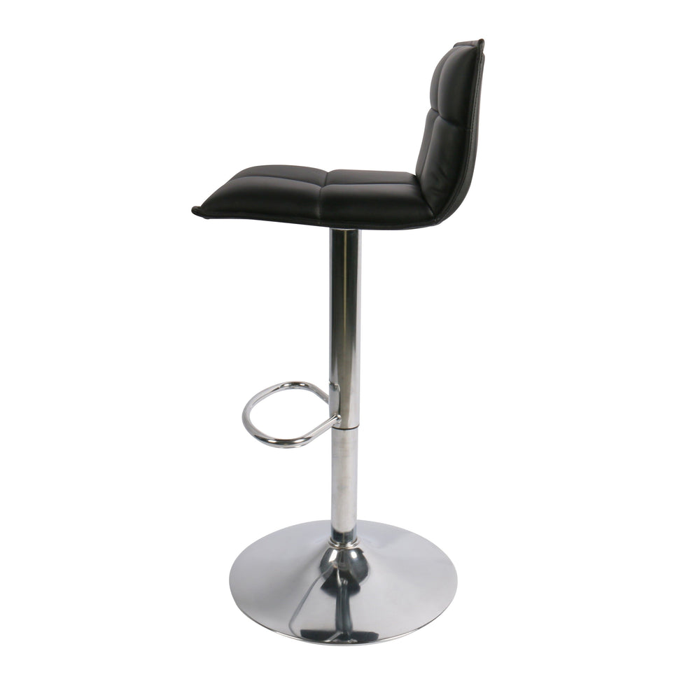 Chaise snack PU noir et pied piston chromé