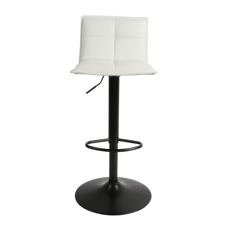 Chaise snack PU blanc et pied piston noir