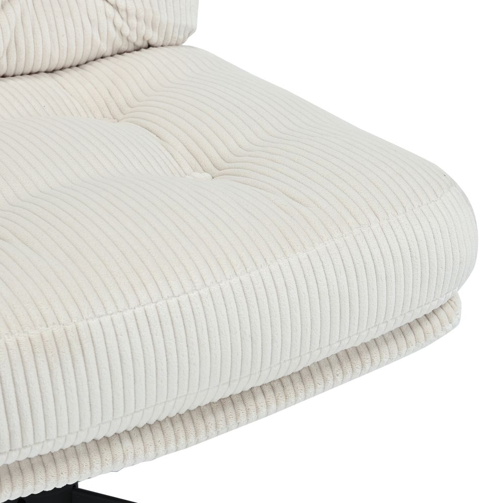 Fauteuil pivotant velours côtelé écru