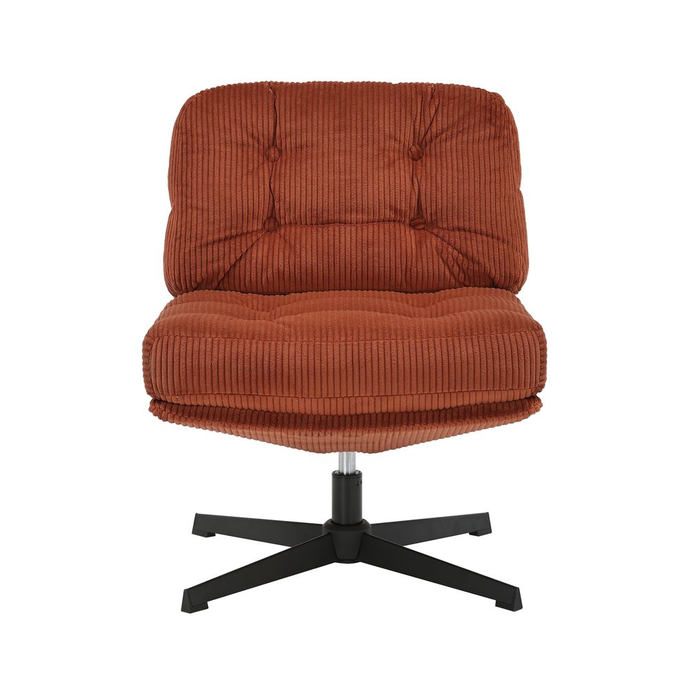 Fauteuil pivotant velours côtelé terracotta