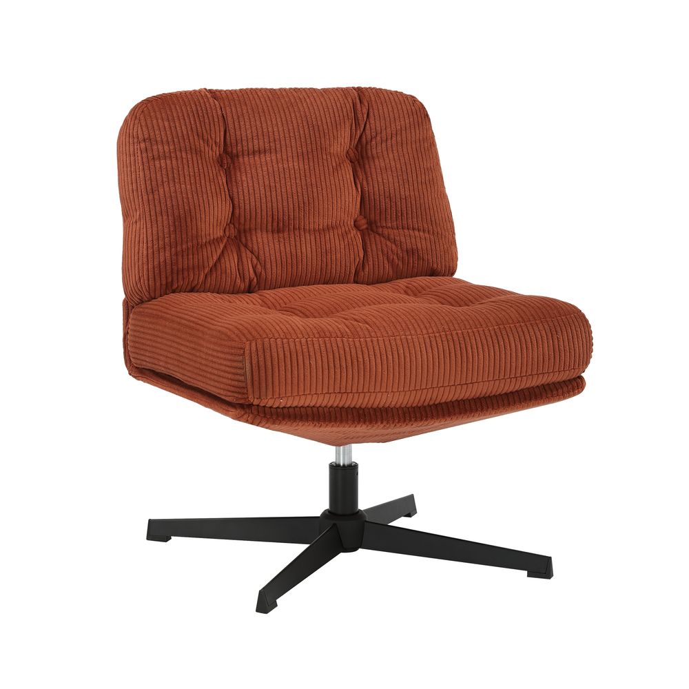 Fauteuil pivotant velours côtelé terracotta