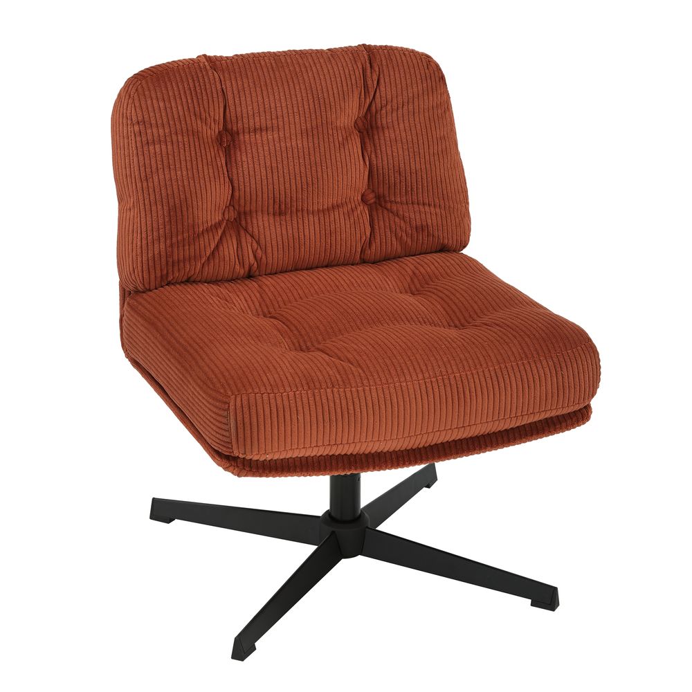 Fauteuil pivotant velours côtelé terracotta