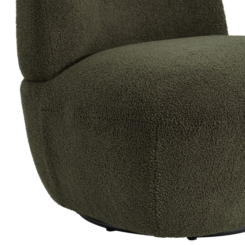 Fauteuil pivotant en bouclette épaisse vert