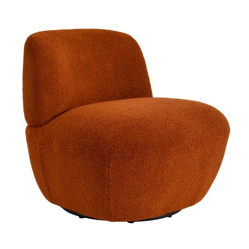 Fauteuil pivotant en bouclette épaisse terracotta