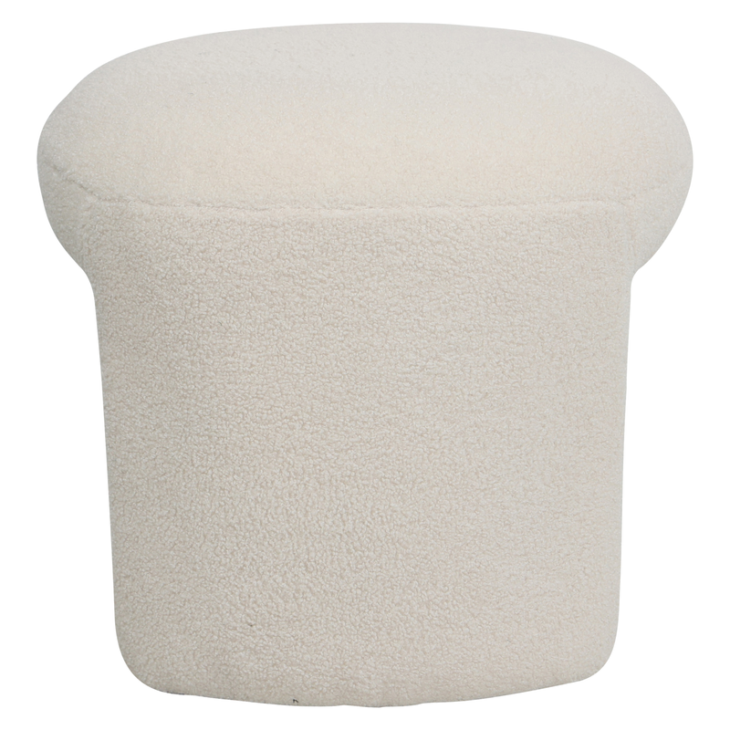 Pouf tissu effet laine bouclette beige