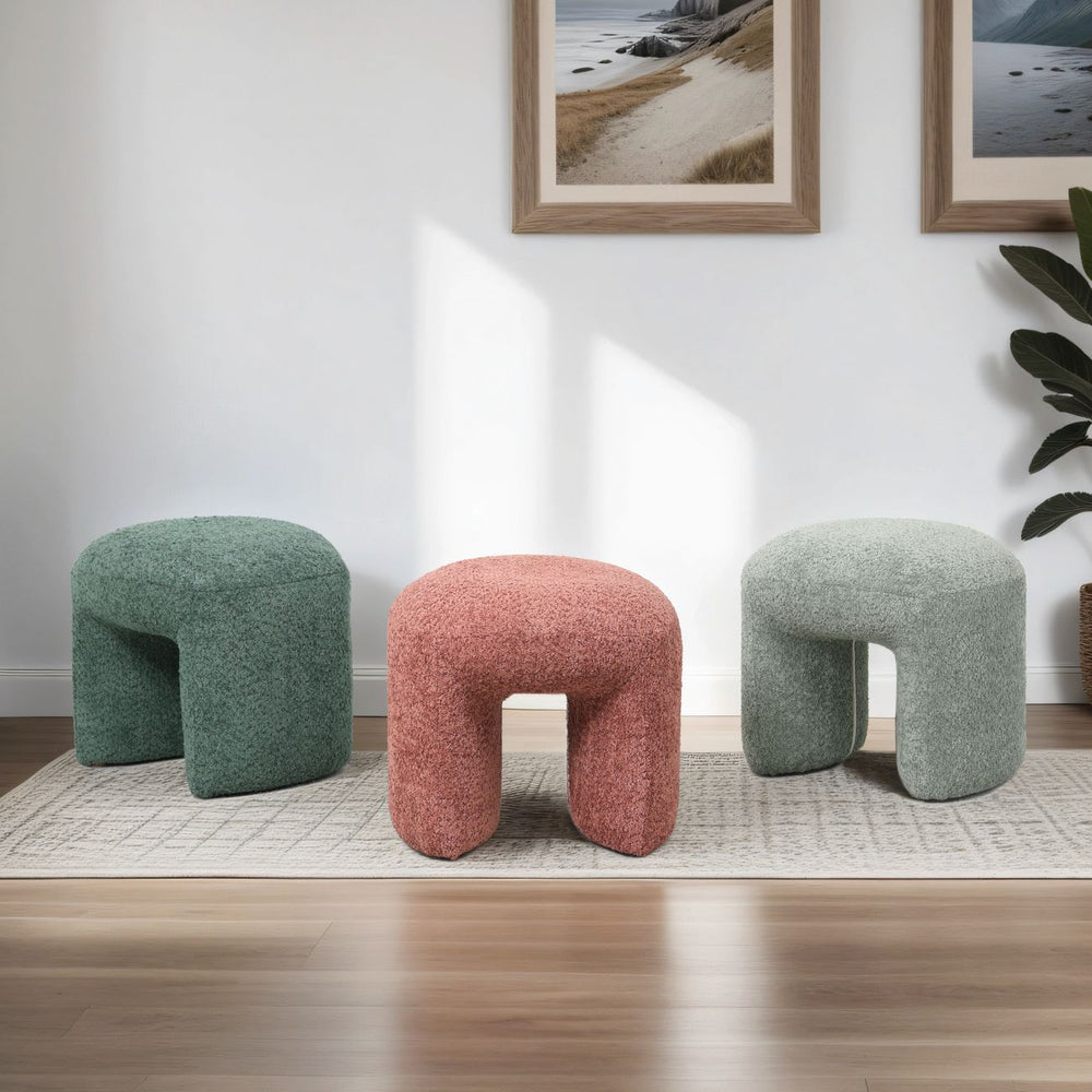 Pouf tissu effet fourrure rase vert d'eau