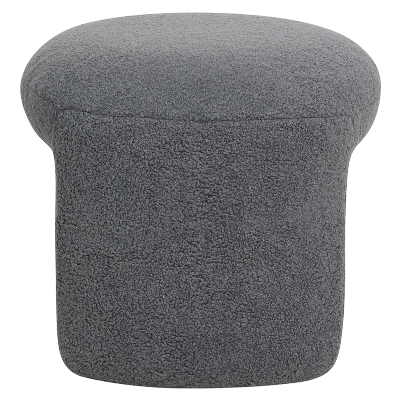 Pouf tissu effet laine bouclette gris bleu