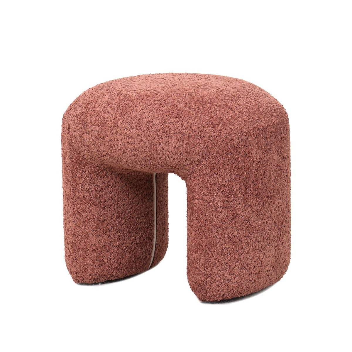 Pouf tissu effet fourrure rase vieux rose