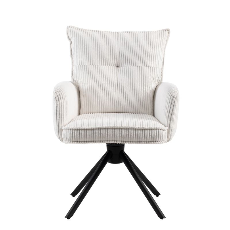 Chaise repas velours côtelé blanc