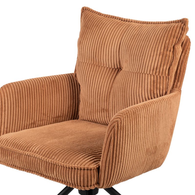 Chaise repas velours côtelé caramel