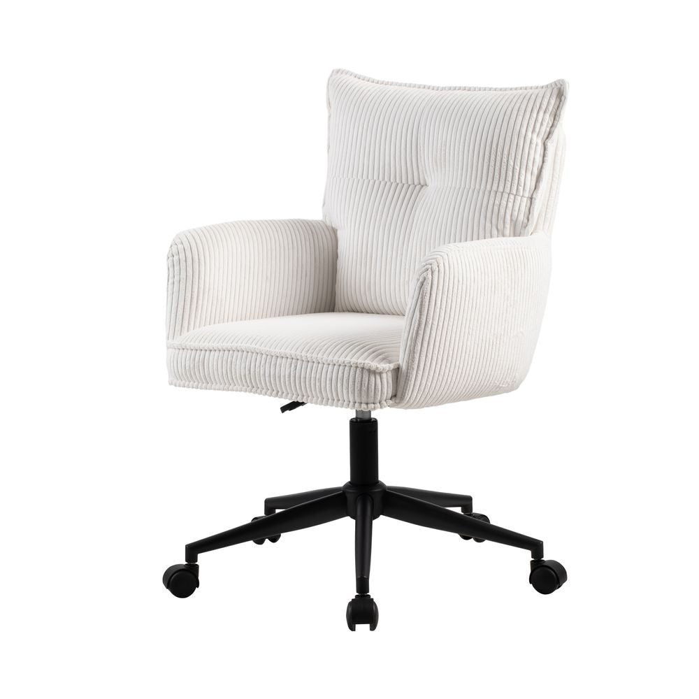 Chaise de bureau velours côtelé blanc