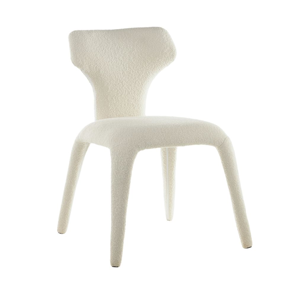 Chaise repas full bouclette rase écru