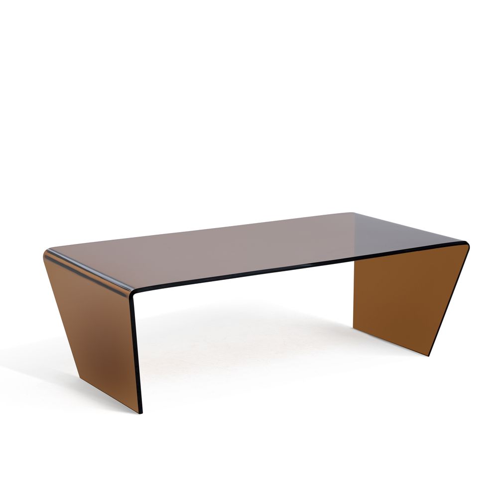 Table basse 120 cm en verre trempé marron