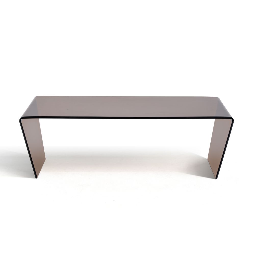 Table basse 120 cm en verre trempé marron