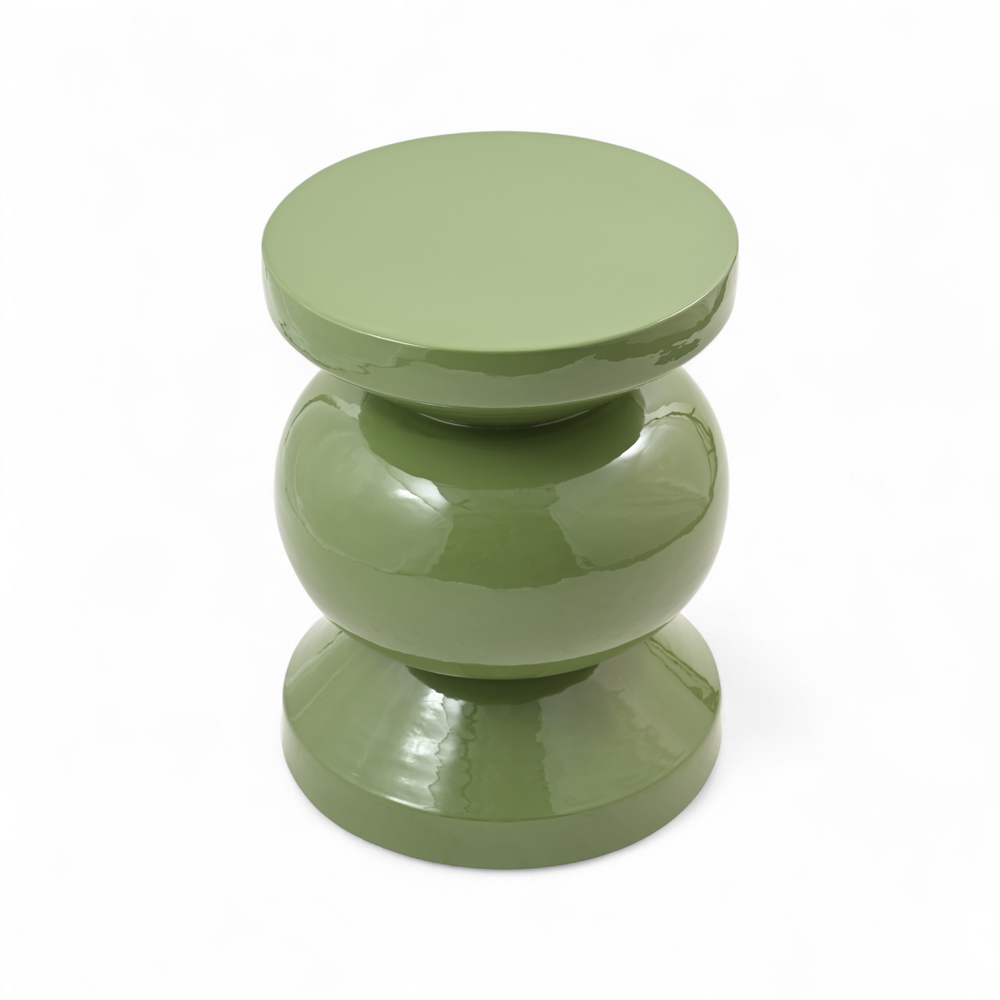 Bout de canapé rond émail vert