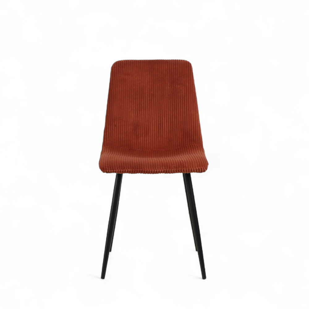 Chaise repas velours côtelé terracotta