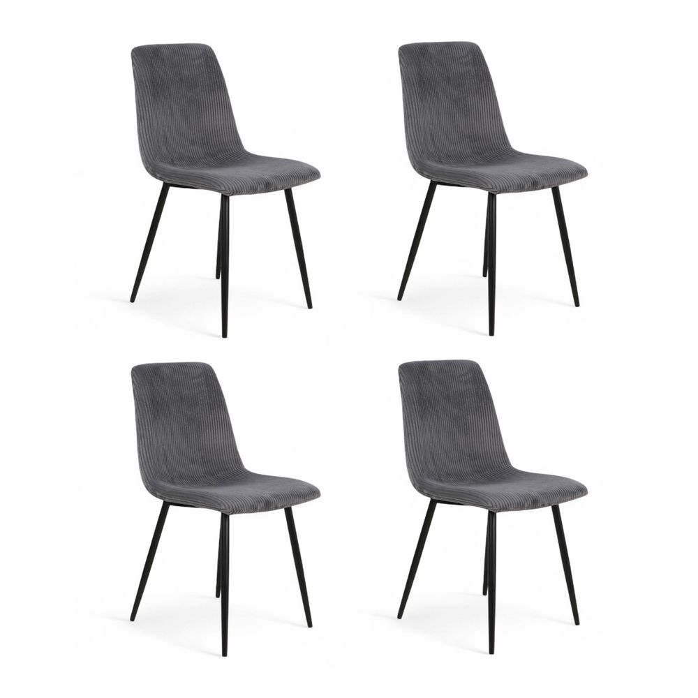 Chaise repas velours côtelé gris