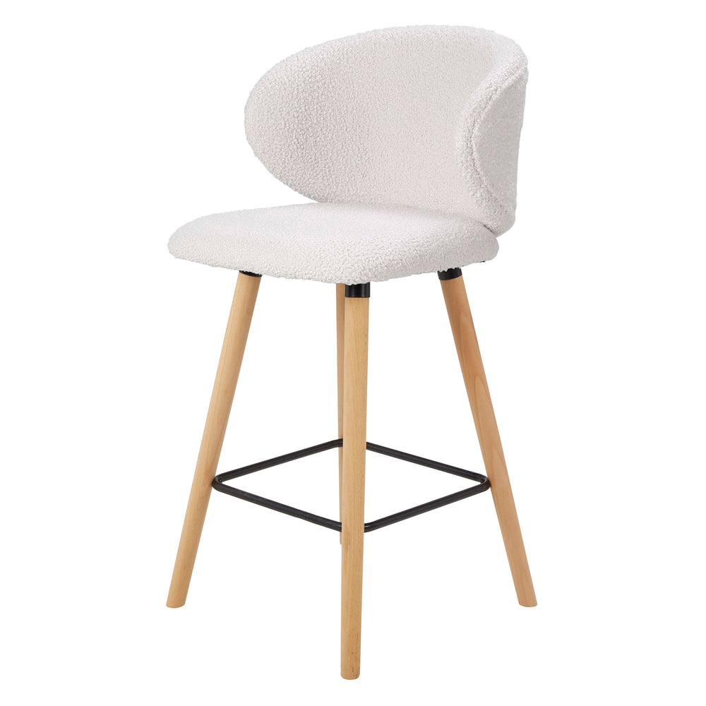 Chaise snack tissu effet laine bouclette blanche