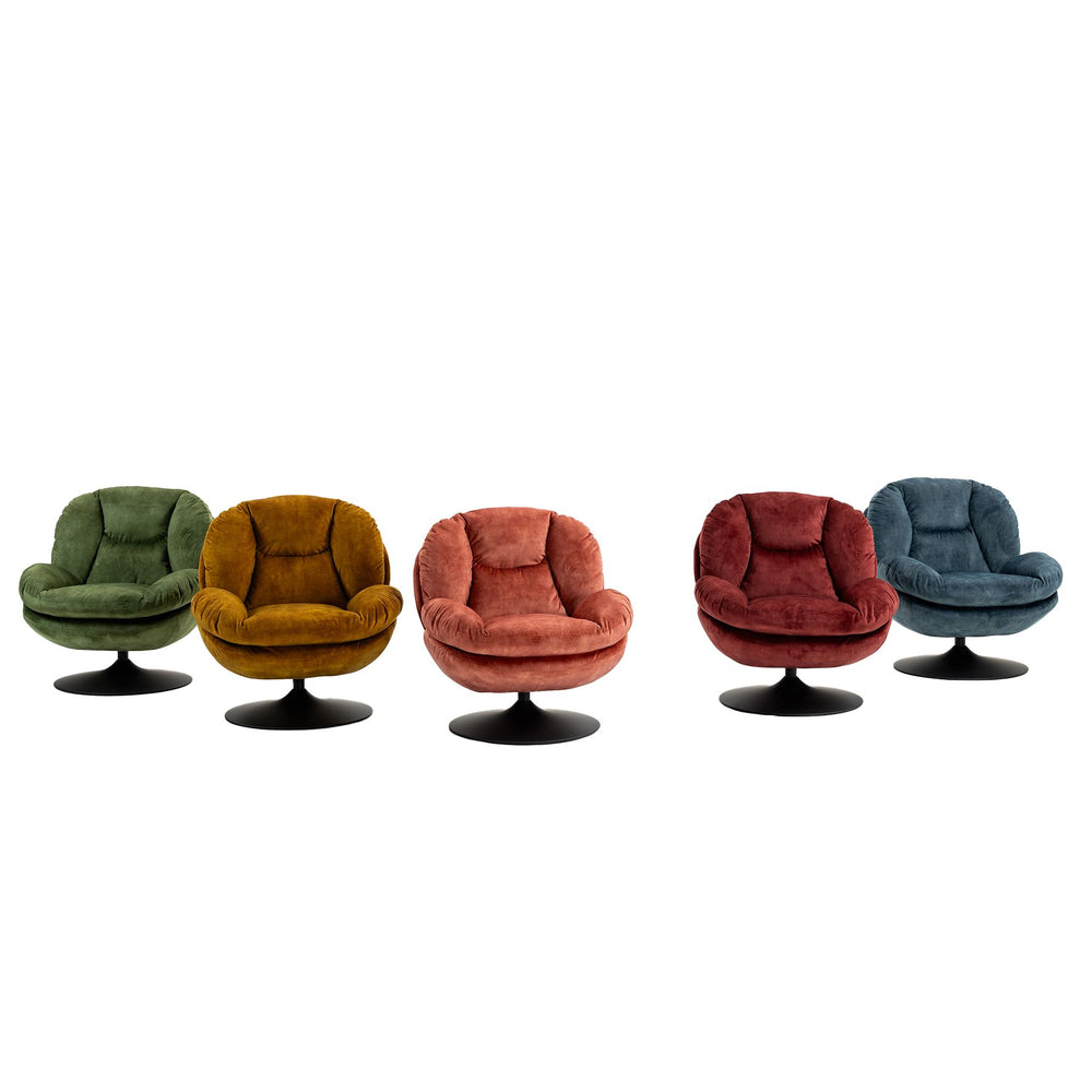Fauteuil pivotant en velours vert