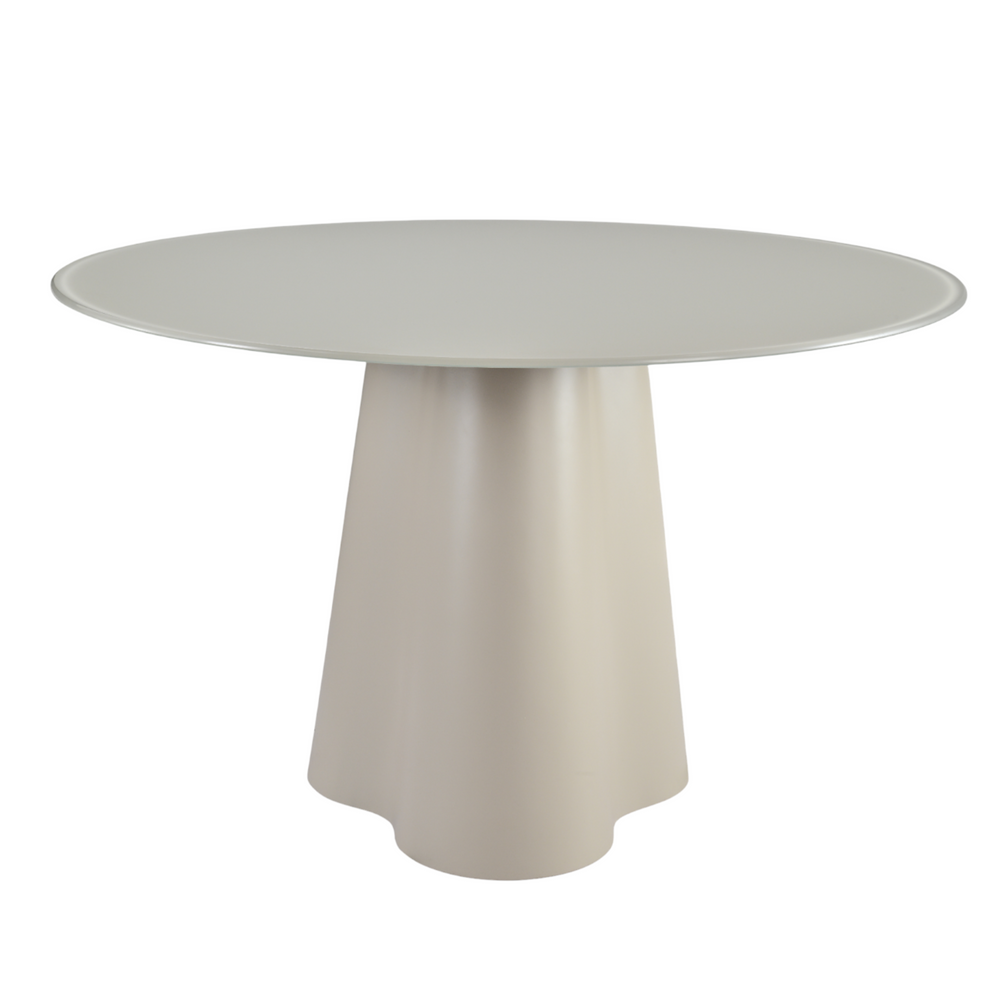 Table repas D120 en verre beige mat