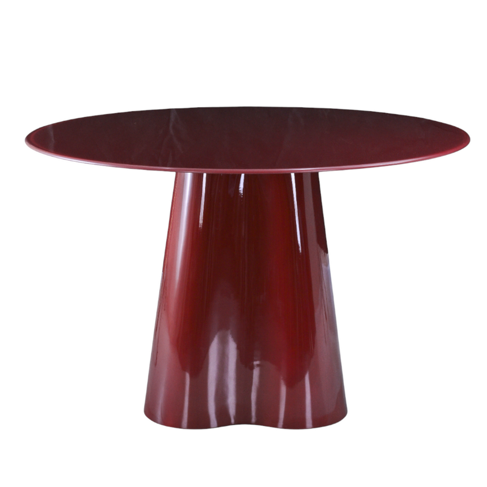 Table repas D120 en verre rouge brillant
