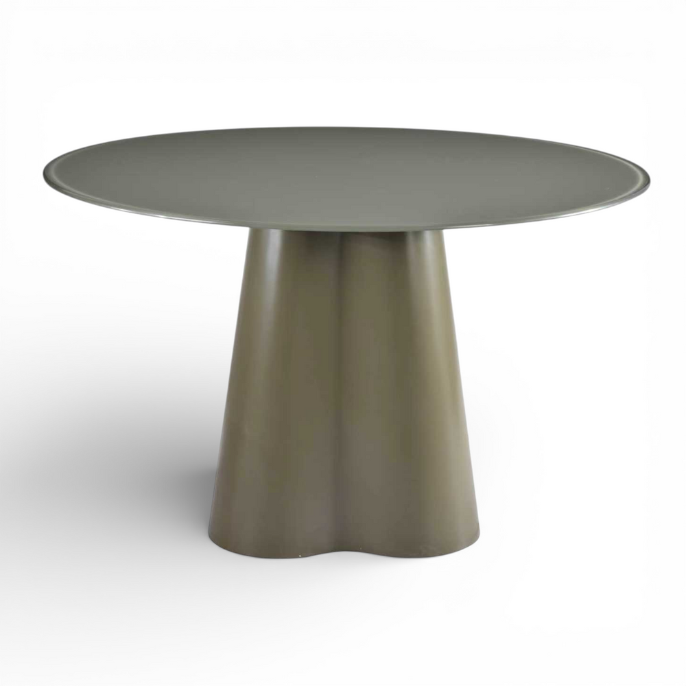 Table repas D120 en verre vert mat