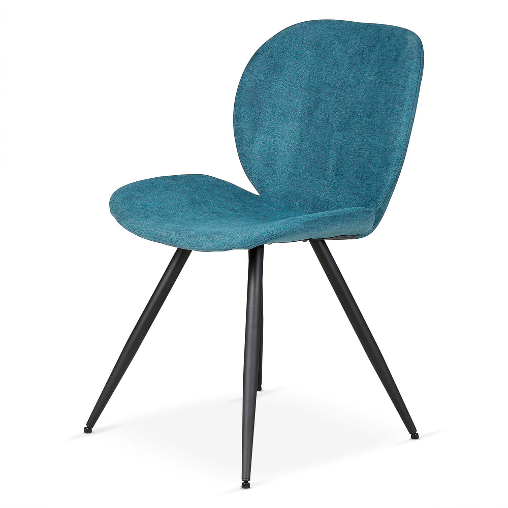 Chaise repas tissu bleu canard
